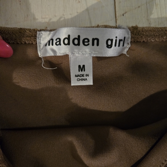 Madden Girl Medium Babydoll Brown Lace Sleeveless Top Floral Embroidery Y2k Vtg - Picture 2 of 11